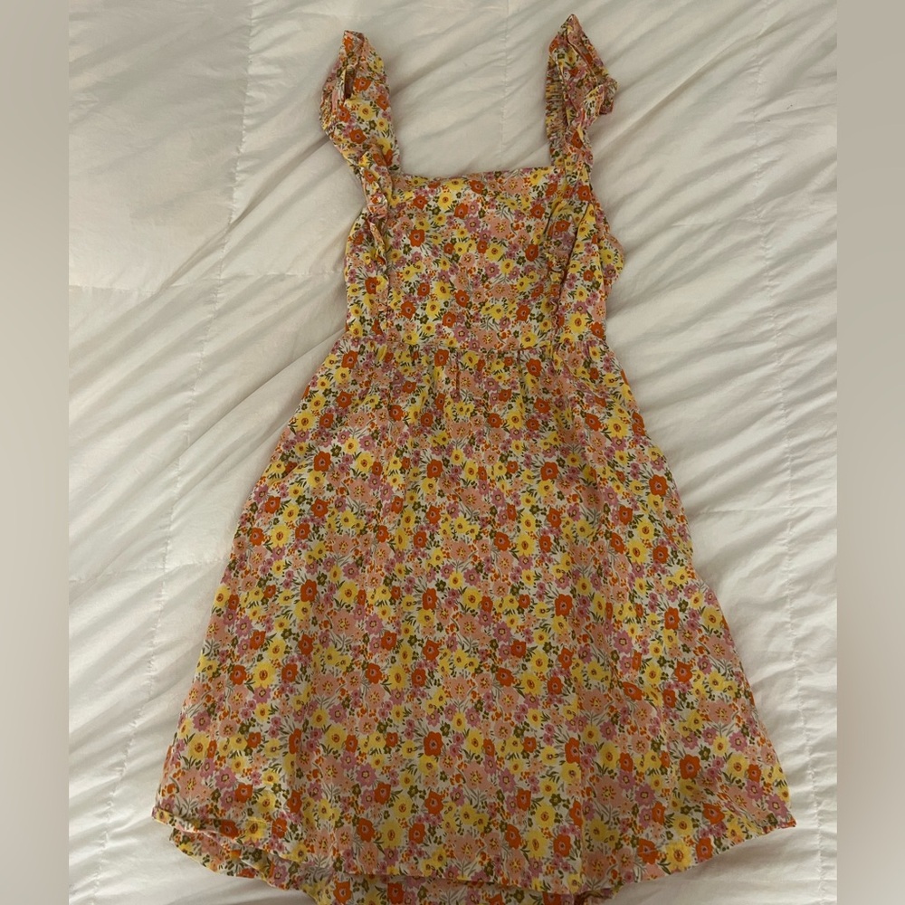 Lost + Wanderer, yellow and pink floral dress. Size Small